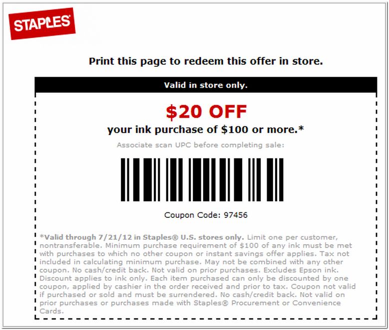 Staples Ink Coupon